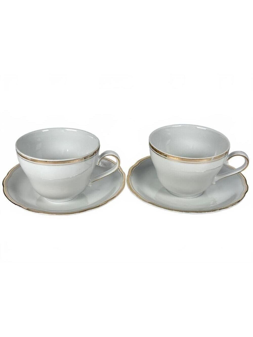 Set of 2 Vintage Kahla GDR Geometric Porcelain Tea Cups and Saucers East Germany - Picture 4 of 14